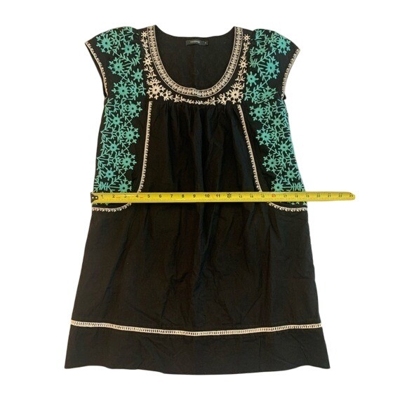 Theme Embroidered Scoopneck Black Lined Cotton‎ Shift Dress Women's Size Small - Picture 7 of 10